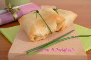 Fagottini_pasta fillo_roctta_porri_antipasti_finger food_vegetariano